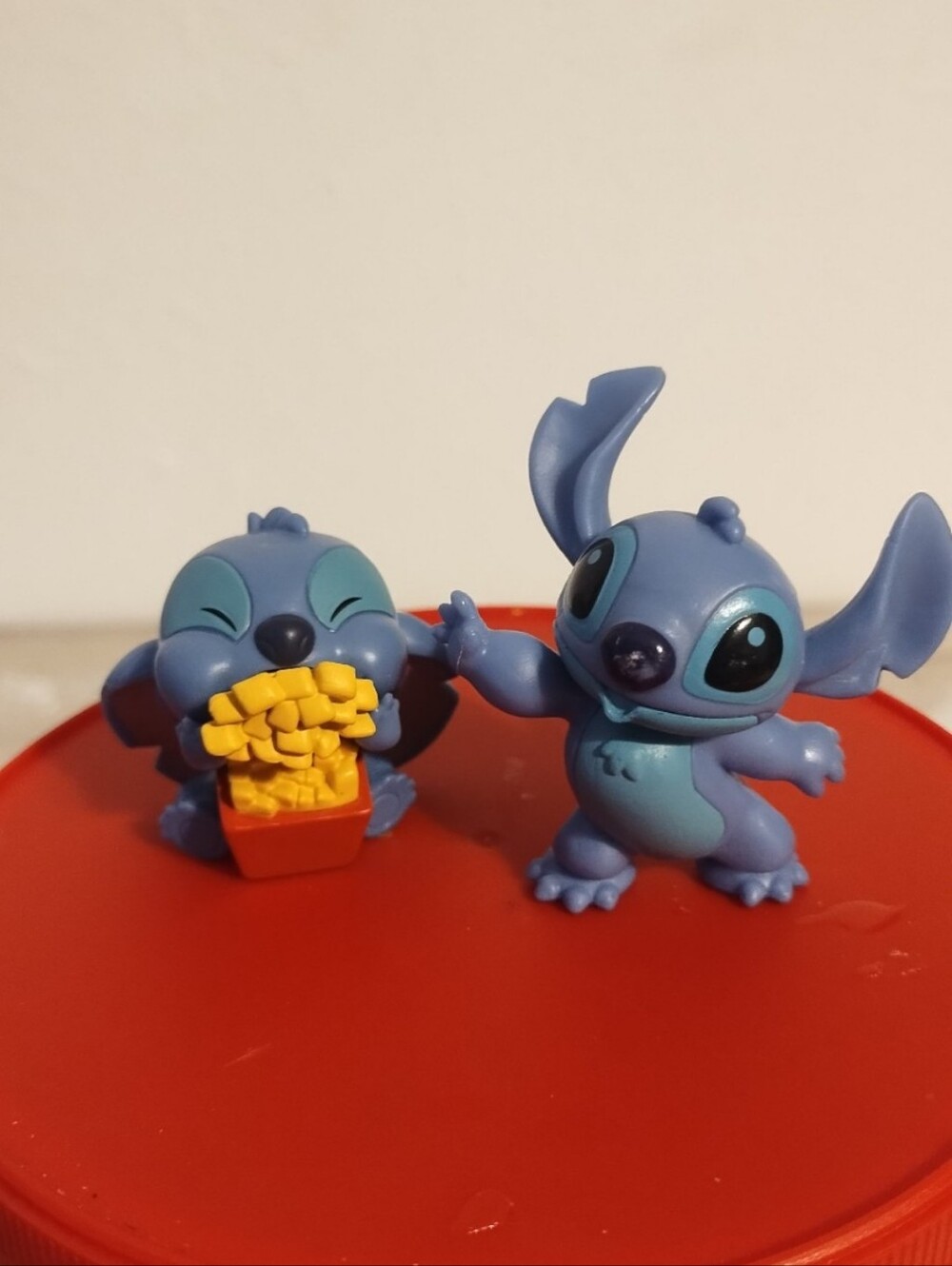 Disney lot 2 Stitch Figurines with French Fries
